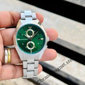 Emerald Edge – Green Dial with Silver Chain
