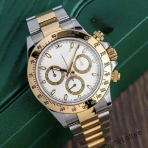 Dual Tone stainless steel watch with White Dial and golden highlight